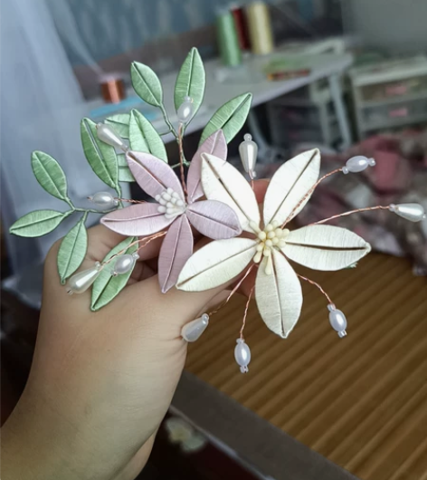 【清诃】缠花发梳 丝绒线，可改色，配件皆为...