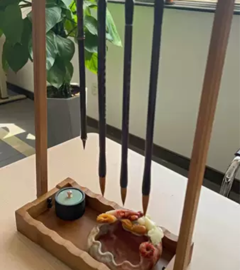 工厂出创意楠竹毛笔挂笔架文房四宝复古实木楠...