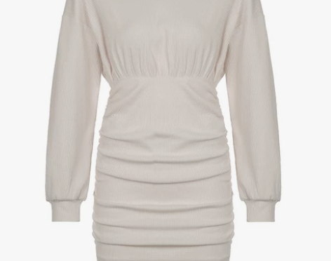 IUAE气质两穿v领坑条褶皱包臀裙女收腰显...