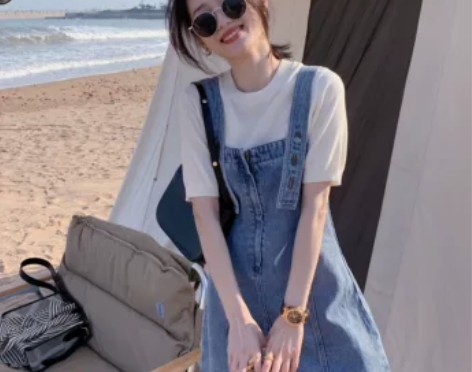 现货秒发！！时髦女孩！背带裙女夏季韩版减龄...