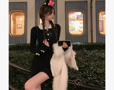 ?JMSHOP 爱神魔咒 甜辣撞色针织连衣...