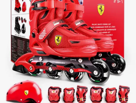 法拉利 Ferrari 溜冰鞋儿童轮滑鞋礼...