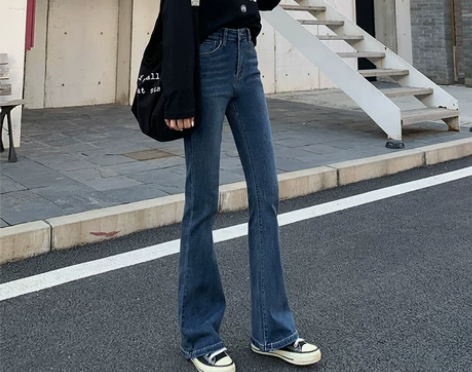 喇叭裤女显瘦高腰微喇牛仔裤女九分春装202...