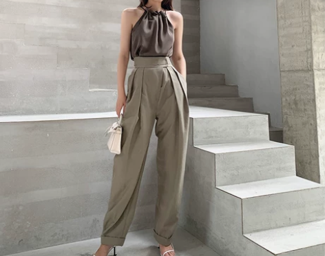 裤子女2019慵懒港风新款网红款夏季薄款休...