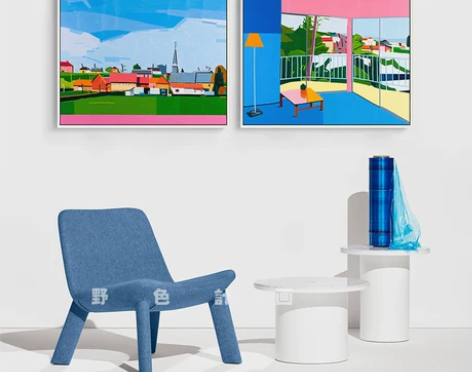 墙画壁画田园风景小众挂画大幅撞色文艺背景彩...