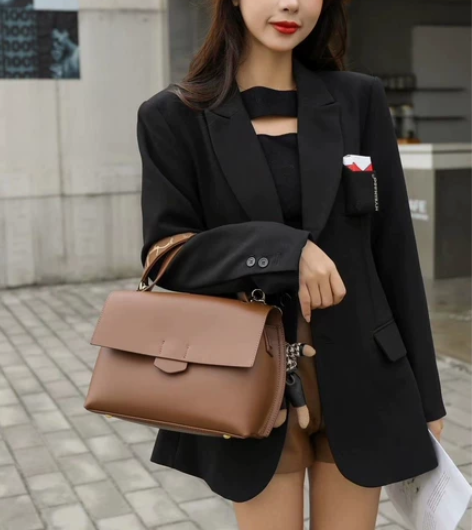 大包韩系新包包2022新款软皮纹皮女包盖式...