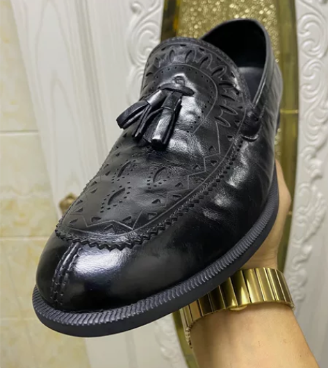 男士皮鞋，轩威斯品牌真皮男鞋，布洛克雕花男...