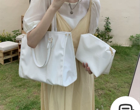 果柠莞尔 女士包白色托特包 从未背过 跟平...
