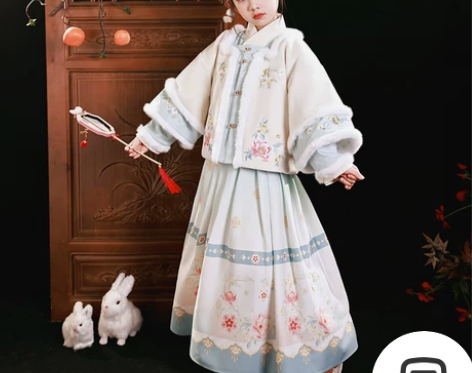汉服女童冬款拜年服儿童古风超仙古装兔年小女...