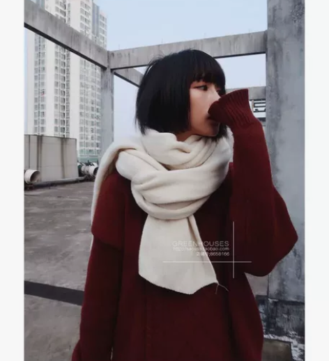 围巾 韩版仿羊绒围巾 全新 没戴过 ...