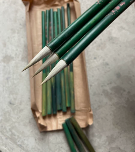 六七十年代文革育新笔厂，中楷羊毫老毛笔，整...