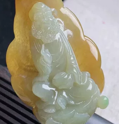 天然缅甸a货翡翠冰种双彩巧色俏雕罗汉 达摩...