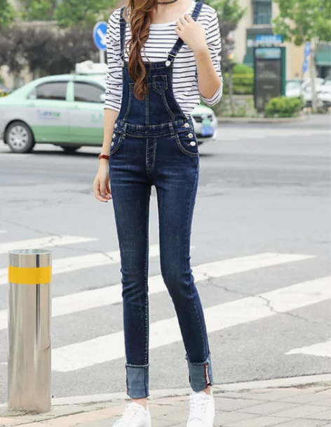 背带牛仔裤 显瘦牛仔背带裤2022春秋弹力...