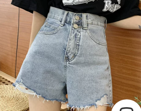 超高腰复古牛仔短裤女夏季直筒宽松a字阔腿显...