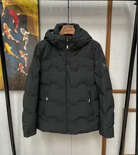 海澜之家90白鸭绒羽绒服男士冬季连帽黑色保...