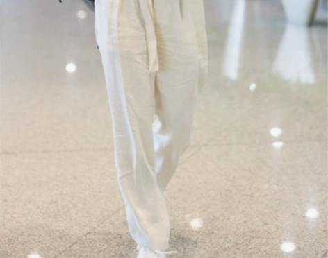 米兰秀场新款棉麻直筒时尚潮流裤男士欧美修身...