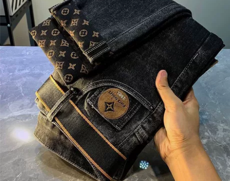 黑灰色牛仔裤男春秋2022新款潮牌高端轻奢...