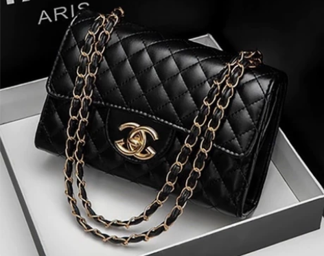 2021新款高级感菱格链条真皮质感女士单肩...