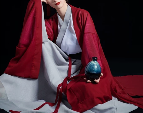 汉服女侠客中国风原创交领飘逸魏晋风红色齐腰...