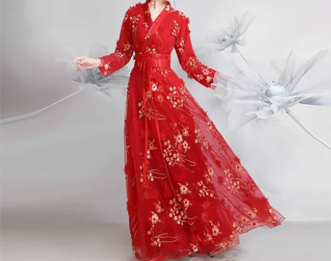 【狂欢价】古装女汉服红色超仙气中国风古风齐...