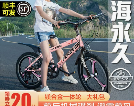 永久儿童自行车单车女孩6-8-10-12岁...