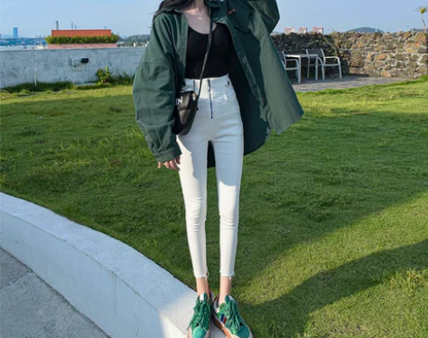 ?超高腰拉链牛仔裤女夏季薄款2022年新款...