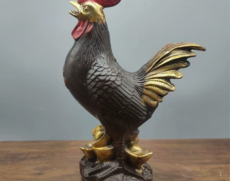 铜师傅精品仿古铜器 古玩收藏 鎏金鸡摆件 ...