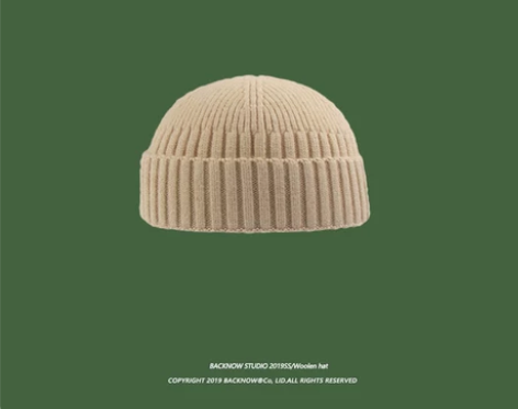 BACKNOW秋冬短款圆顶流氓帽子韩版针织...