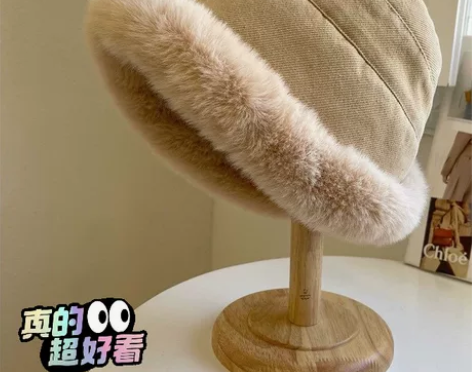 秋冬加厚毛绒保暖渔夫帽防风护耳盆帽冬天卷边...