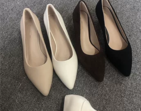 ?防掉根欧美通勤时尚矮跟女鞋真皮舒适小高跟...