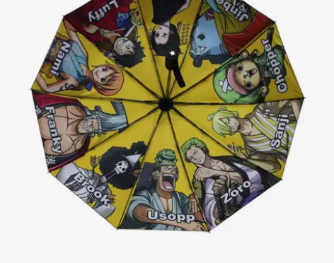 海贼王全自动黑胶三折伞卡通动漫晴雨伞路飞索...