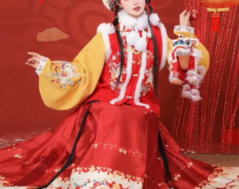 裳云兮新年战衣《福虎呈祥》明制汉服女拜年加...