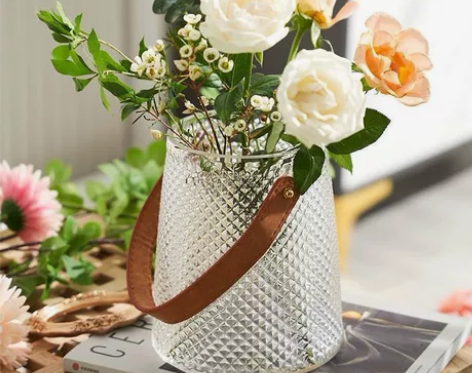 清货4箱美式轻奢创意皮革手提花瓶玻璃水养插...