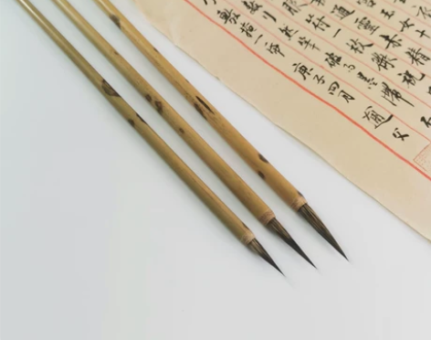 暗动浮香，湘妃竹紫毫毛笔，大中小楷毛笔，叶...