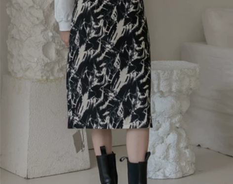 ?EGGKA扎染半身裙秋冬女高腰短裙a字裙...