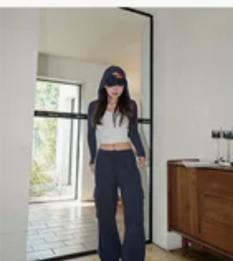 LEIYU加厚直筒卫裤女秋设计感欧美辣妹街...