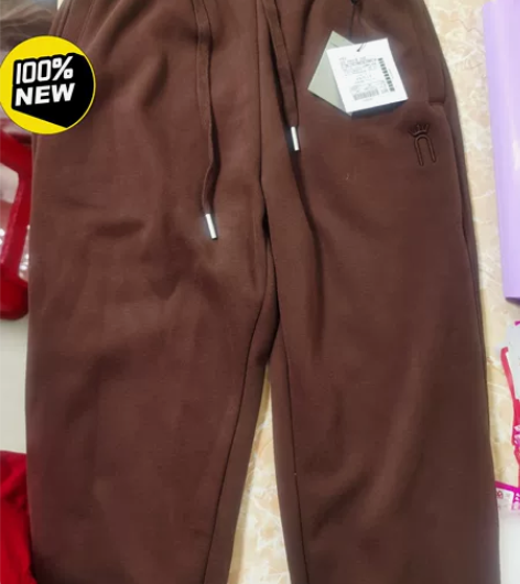 咖啡色休闲裤女冬季加绒加厚运动裤哈伦卫裤保...