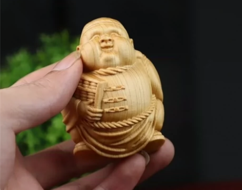 崖柏木雕招财算盘烟斗小地主摆件实木雕刻文玩...