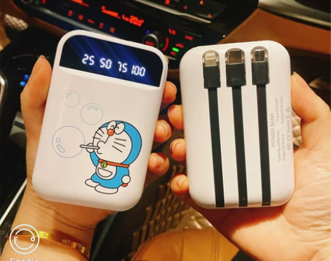 充电宝20000毫安超薄小巧便携快充自带线...