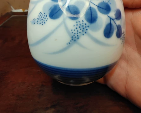 日本回流  荻窑  白瓷 高透  花纹 青...