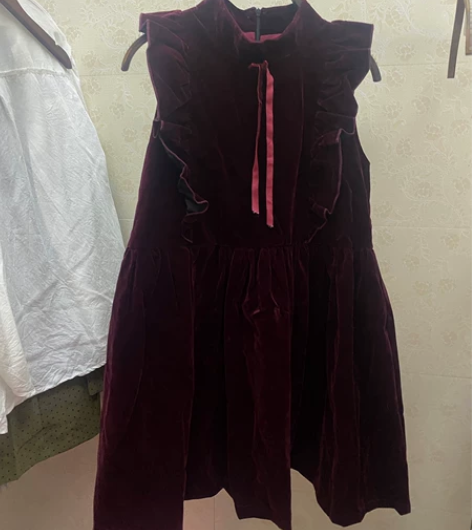 丝绒复古丝绒背心吊带连衣裙收腰显瘦蓬蓬裙名...