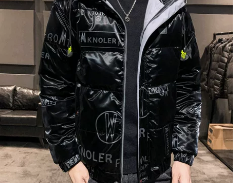 ?2021新款网红同款亮面羽绒服男士白鸭绒...