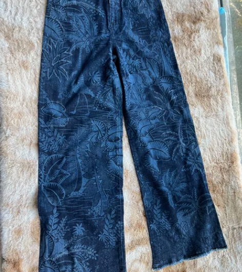 MARCCAIN麦昆牛仔裤 深蓝印花 阔腿...