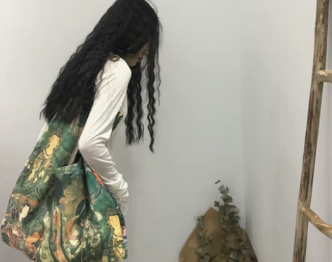 佛系帆布袋单肩斜挎包大容量加厚时髦复古文艺...