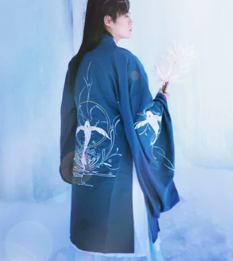 如梦霓裳汉服山海经大鱼金银线绣花原创大袖衫...