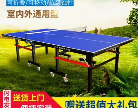 标准防雨防晒室内外通用乒乓球桌家用可折叠室...