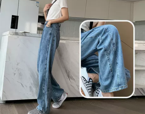 【狂欢价】阔腿牛仔裤女夏天薄款春秋小个子高...