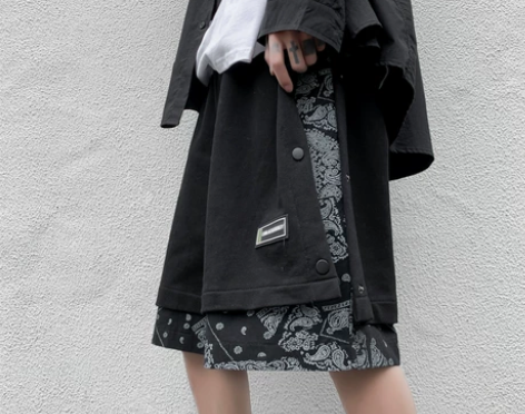 @方少男装 夏季宽松假两件排扣短裤男百搭休...