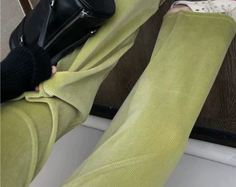 草绿色金丝绒阔腿裤显瘦垂感百搭超值大长腿直...