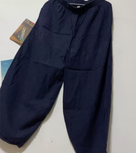 棉麻的阔腿裤 实物比较有质感均码 胖的美眉...